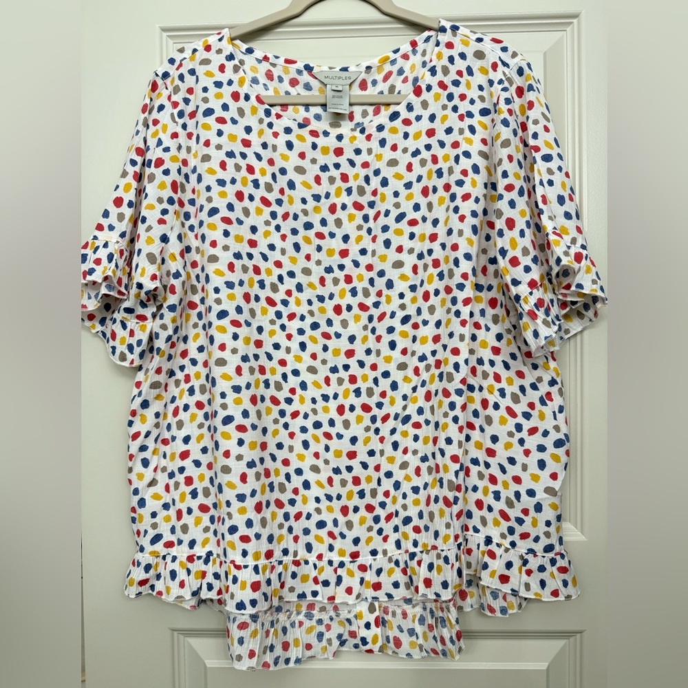 Multiples White Blouse with Colorful Dots - Picture 7 of 7